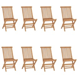 vidaXL Sillas de jardín plegables 8 unidades madera maciza de teca