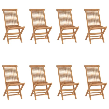 vidaXL Sillas de jardín plegables 8 unidades madera maciza de teca
