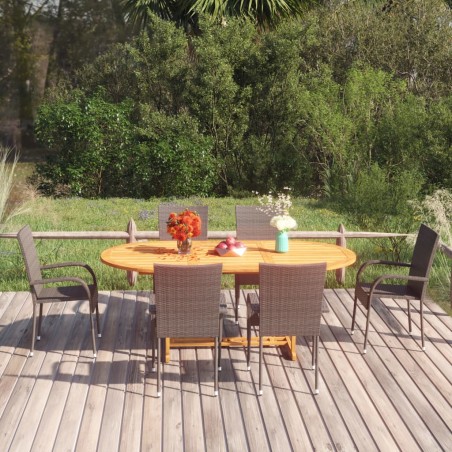 vidaXL Set de comedor de jardín de 7 piezas ratán sintético marrón