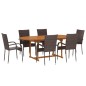 vidaXL Set de comedor de jardín de 7 piezas ratán sintético marrón vidaXL Set de comedor de jardín de 7 piezas ratán sintético marrón