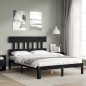 vidaXL Estructura cama de matrimonio con cabecero madera maciza negro vidaXL Estructura cama de matrimonio con cabecero madera maciza negro