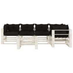 vidaXL Set muebles de palets de jardín 6 pzas madera cojines negros
