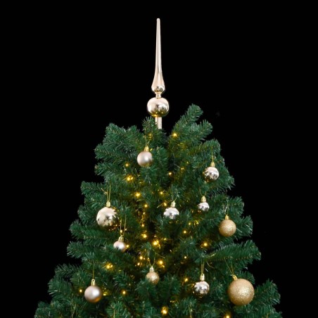 vidaXL Árbol de Navidad artificial con bisagras 300 LED y bolas 210 cm