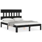 vidaXL Estructura cama de matrimonio con cabecero madera maciza negro vidaXL Estructura cama de matrimonio con cabecero madera maciza negro