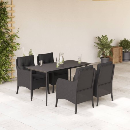 vidaXL Set de muebles jardín 5 pzas con cojines ratán sintético negro
