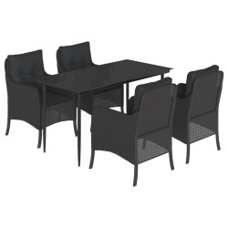 vidaXL Set de muebles jardín 5 pzas con cojines ratán sintético negro