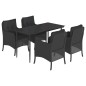 vidaXL Set de muebles jardín 5 pzas con cojines ratán sintético negro vidaXL Set de muebles jardín 5 pzas con cojines ratán sintético negro