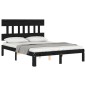 vidaXL Estructura cama de matrimonio con cabecero madera maciza negro vidaXL Estructura cama de matrimonio con cabecero madera maciza negro