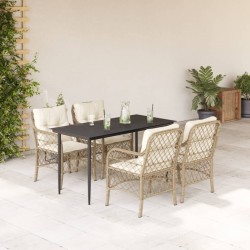 vidaXL Set comedor de jardín 5 pzas con cojines ratán sintético beige