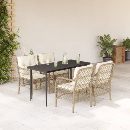 vidaXL Set comedor de jardín 5 pzas con cojines ratán sintético beige