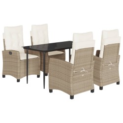 vidaXL Set comedor de jardín 5 pzas con cojines ratán sintético beige
