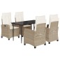 vidaXL Set comedor de jardín 5 pzas con cojines ratán sintético beige vidaXL Set comedor de jardín 5 pzas con cojines ratán sintético beige