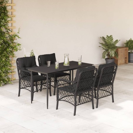 vidaXL Set de muebles jardín 5 pzas con cojines ratán sintético negro