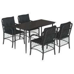 vidaXL Set de muebles jardín 5 pzas con cojines ratán sintético negro