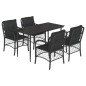 vidaXL Set de muebles jardín 5 pzas con cojines ratán sintético negro vidaXL Set de muebles jardín 5 pzas con cojines ratán sintético negro