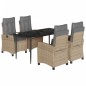 vidaXL Set comedor de jardín 5 pzas con cojines ratán sintético beige vidaXL Set comedor de jardín 5 pzas con cojines ratán sintético beige