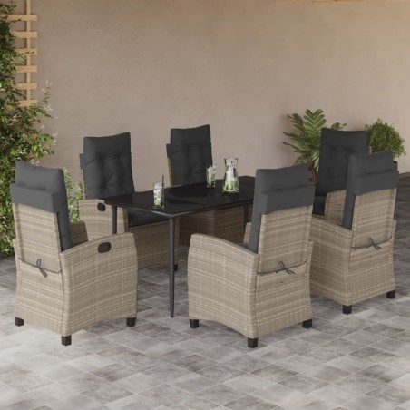 vidaXL Set comedor jardín 7 pzas y cojines ratán sintético gris claro