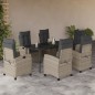vidaXL Set comedor jardín 7 pzas y cojines ratán sintético gris claro vidaXL Set comedor jardín 7 pzas y cojines ratán sintético gris claro