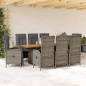 vidaXL Set comedor jardín 9 pzas y cojines ratán sintético gris vidaXL Set comedor jardín 9 pzas y cojines ratán sintético gris
