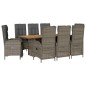 vidaXL Set comedor jardín 9 pzas y cojines ratán sintético gris vidaXL Set comedor jardín 9 pzas y cojines ratán sintético gris