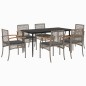 vidaXL Set comedor jardín 7 pzas y cojines ratán sintético gris vidaXL Set comedor jardín 7 pzas y cojines ratán sintético gris