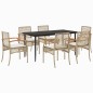 vidaXL Set comedor de jardín 7 pzas con cojines ratán sintético beige vidaXL Set comedor de jardín 7 pzas con cojines ratán sintético beige