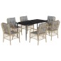 vidaXL Set comedor de jardín 7 pzas con cojines ratán sintético beige
