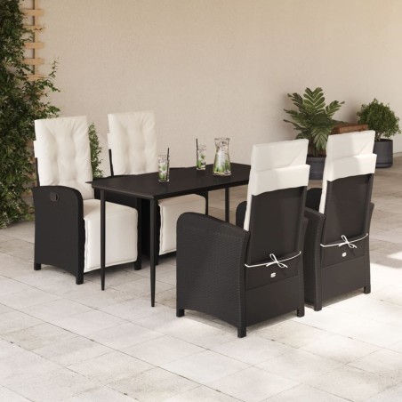 vidaXL Set de muebles jardín 5 pzas con cojines ratán sintético negro