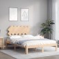 vidaXL Estructura de cama de matrimonio con cabecero madera maciza