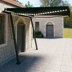 vidaXL Toldo automático LED sensor de viento gris antracita 4x3 m