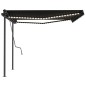 vidaXL Toldo automático LED sensor de viento gris antracita 4x3 m vidaXL Toldo automático LED sensor de viento gris antracita 4x3 m