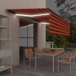 vidaXL Toldo retráctil manual con persiana y LED naranja y marrón 5x3m