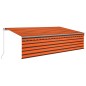 vidaXL Toldo retráctil manual con persiana y LED naranja y marrón 5x3m vidaXL Toldo retráctil manual con persiana y LED naranja y marrón 5x3m