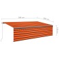 vidaXL Toldo retráctil manual con persiana y LED naranja y marrón 5x3m vidaXL Toldo retráctil manual con persiana y LED naranja y marrón 5x3m