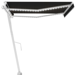 vidaXL Toldo automático con LED y sensor de viento antracita 450x300cm