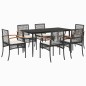vidaXL Set de comedor de jardín 7 pzas y cojines ratán sintético negro vidaXL Set de comedor de jardín 7 pzas y cojines ratán sintético negro