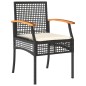 vidaXL Set de comedor de jardín 7 pzas y cojines ratán sintético negro vidaXL Set de comedor de jardín 7 pzas y cojines ratán sintético negro
