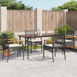 vidaXL Set de muebles jardín 5 pzas con cojines ratán sintético negro