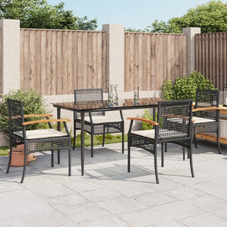 vidaXL Set de muebles jardín 5 pzas con cojines ratán sintético negro