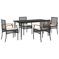 vidaXL Set de muebles jardín 5 pzas con cojines ratán sintético negro
