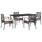 vidaXL Set de muebles jardín 5 pzas con cojines ratán sintético negro vidaXL Set de muebles jardín 5 pzas con cojines ratán sintético negro