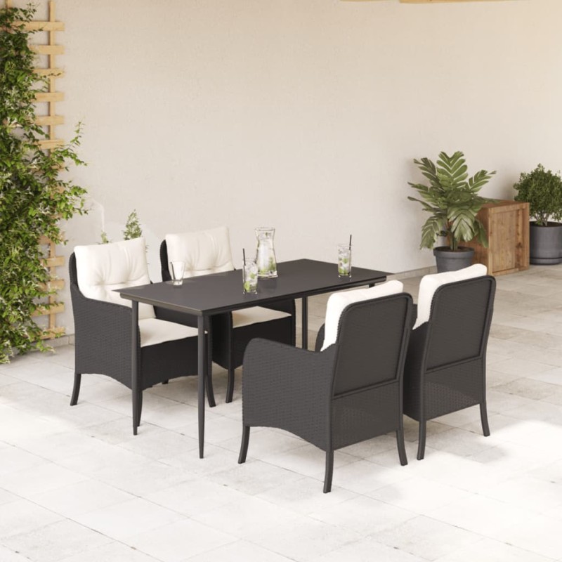 vidaXL Set de muebles jardín 5 pzas con cojines ratán sintético negro