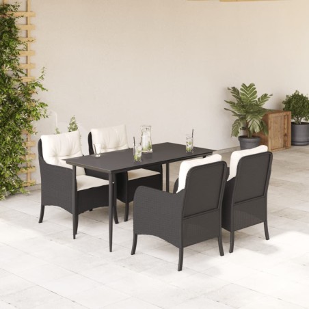 vidaXL Set de muebles jardín 5 pzas con cojines ratán sintético negro