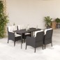 vidaXL Set de muebles jardín 5 pzas con cojines ratán sintético negro