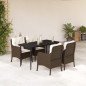 vidaXL Set comedor de jardín 5 piezas y cojines ratán sintético marrón vidaXL Set comedor de jardín 5 piezas y cojines ratán sintético marrón