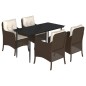 vidaXL Set comedor de jardín 5 piezas y cojines ratán sintético marrón vidaXL Set comedor de jardín 5 piezas y cojines ratán sintético marrón