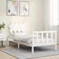 vidaXL Estructura de cama con cabecero madera maciza blanco vidaXL Estructura de cama con cabecero madera maciza blanco