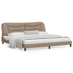 vidaXL Estructura de cama con LED cuero sintético capuchino 200x200 cm