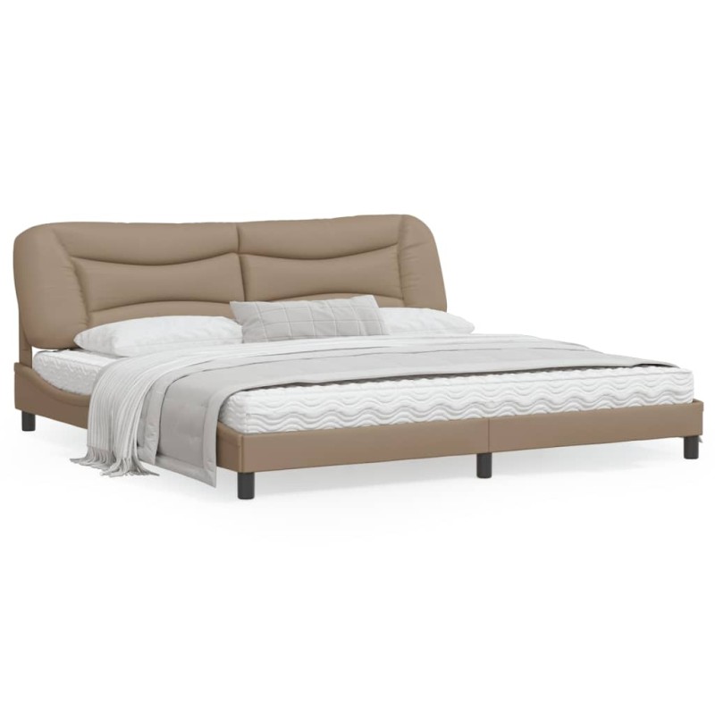 vidaXL Estructura de cama con LED cuero sintético capuchino 200x200 cm vidaXL Estructura de cama con LED cuero sintético capuchino 200x200 cm