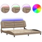 vidaXL Estructura de cama con LED cuero sintético capuchino 200x200 cm vidaXL Estructura de cama con LED cuero sintético capuchino 200x200 cm